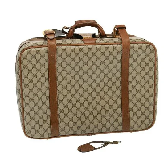 GUCCI GG Supreme Boston Bag PVC Beige Auth mr177 - Picture 1 of 16